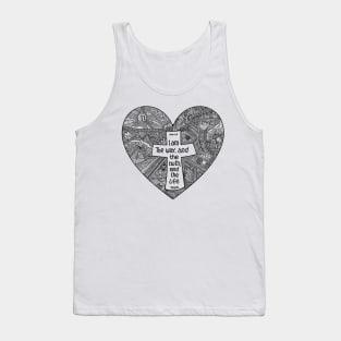 A heart with a cross inside. Jesus is the way and the truth and the life Tank Top